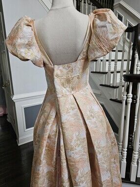 Floral Puff Sleeve Mac Duggal Maxi Dress.